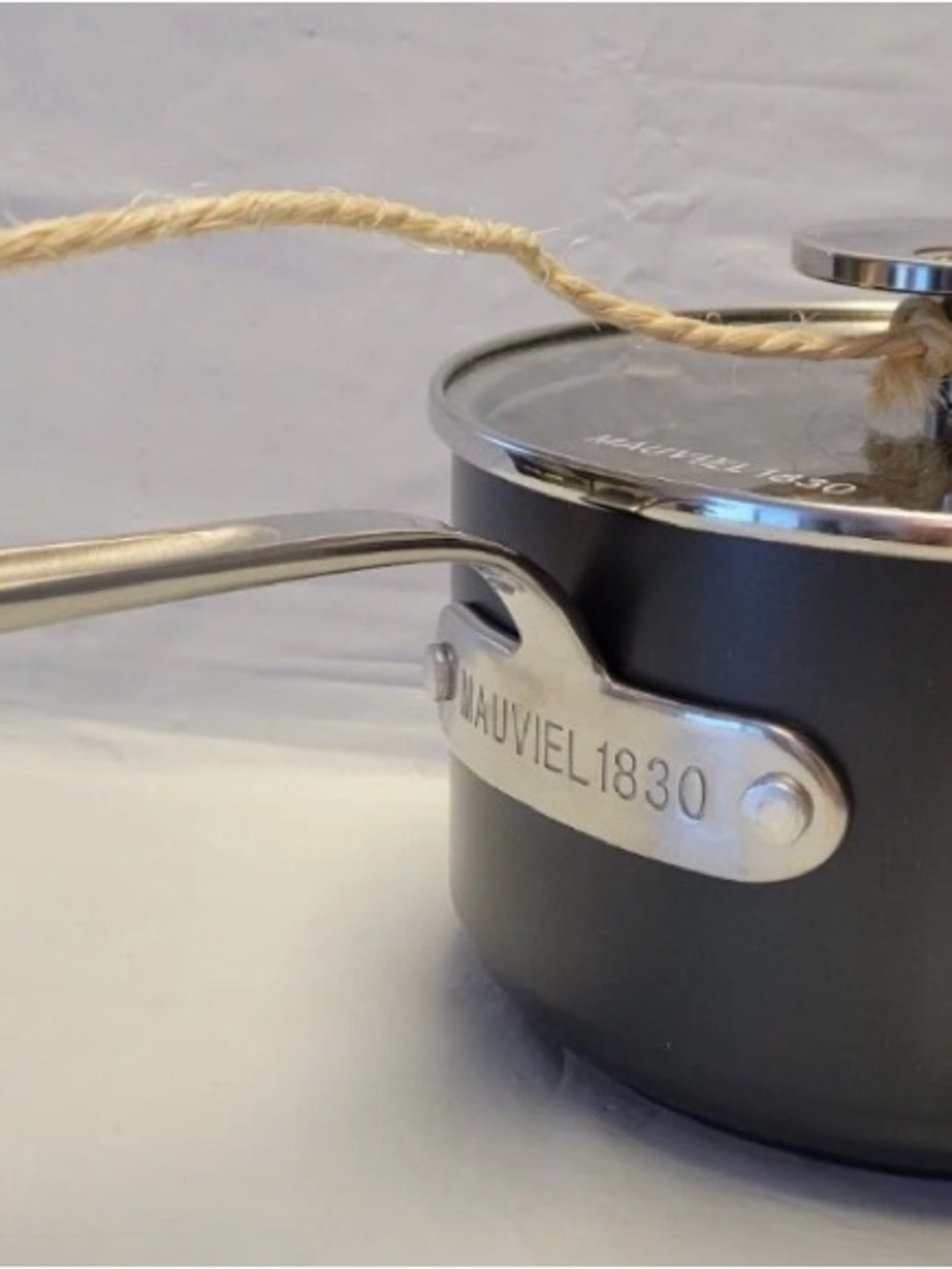 Mauviel M'STONE 1830 Sauce Pan W/ Glass Lid Cast Stainless Steel Handle 1.8-Qt